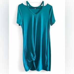 Teal V-Neck Women’s Dress
